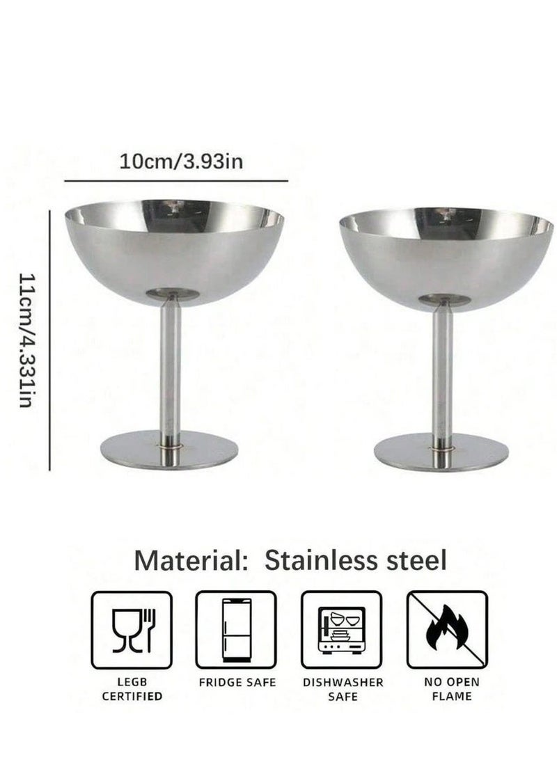 2pcs Dessert Cup, Dessert Bowl, Stainless Steel Dessert Cup, Ice Cream Cup, Pudding Cup, Custard Bowl - Image 2